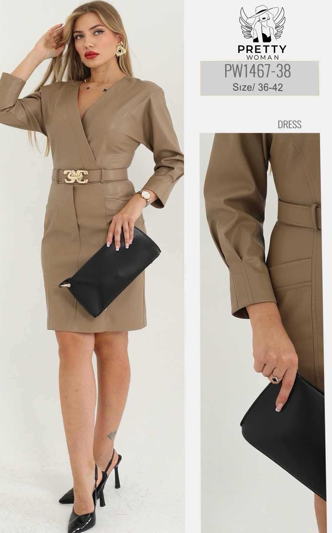 PW-1467 DERİ ELBİSE